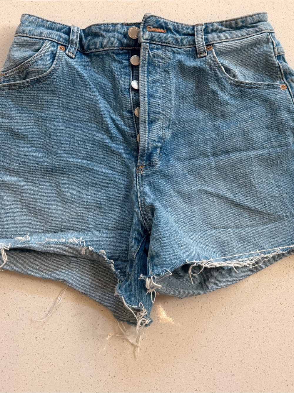 ROLLA'S High-Waist Light Blue Denim Button-Front Shorts